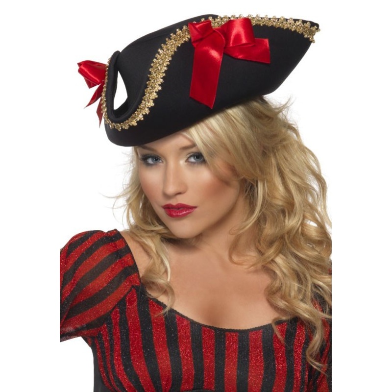 Pirate princess hat black-red