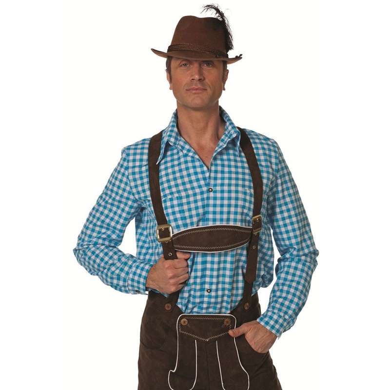 Blue and white Tyrolean traditional shirt 48