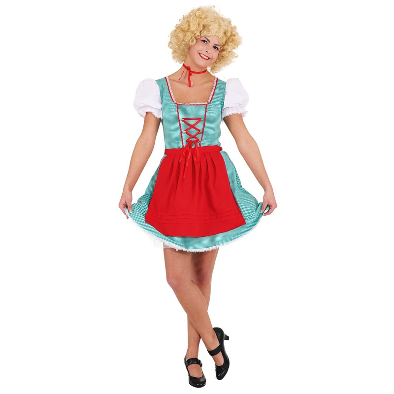 Dirndl costume Tyra green-red 36
