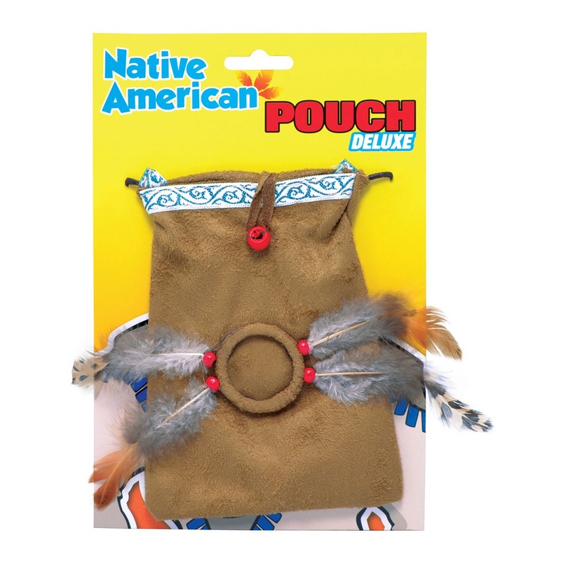 American Indian bag with pearls and feathers