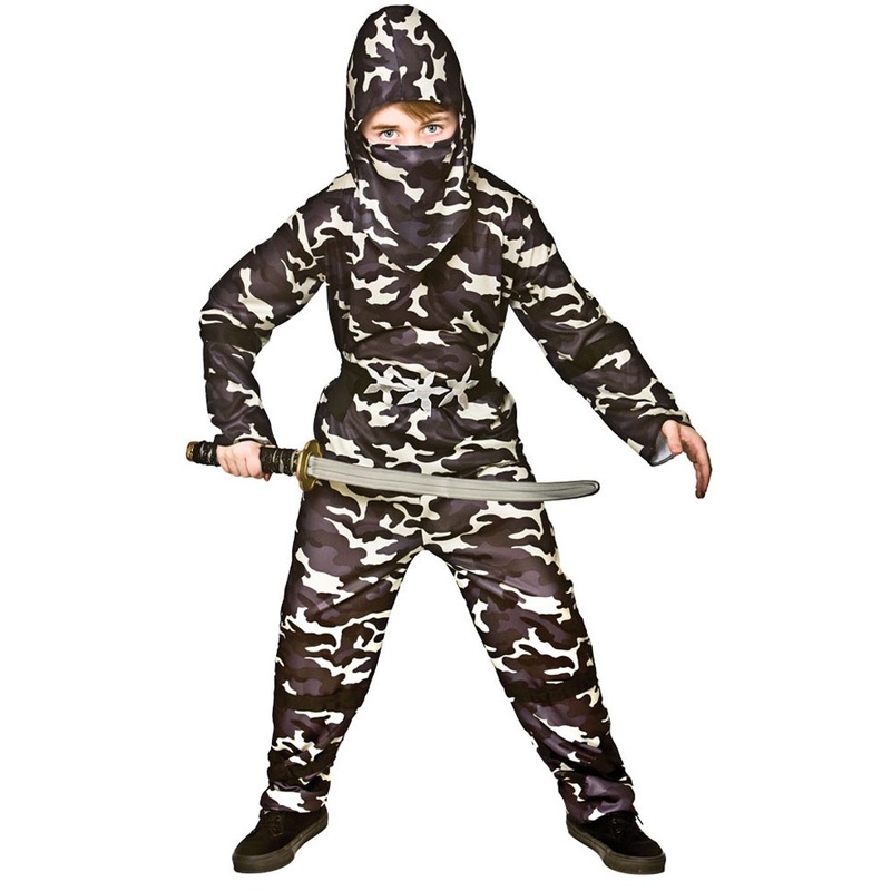 Camouflage ninja warrior child costume S
