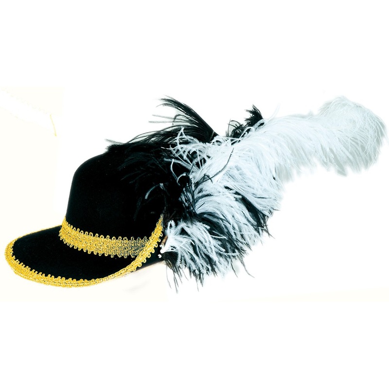 Feather musketeer hat black gold