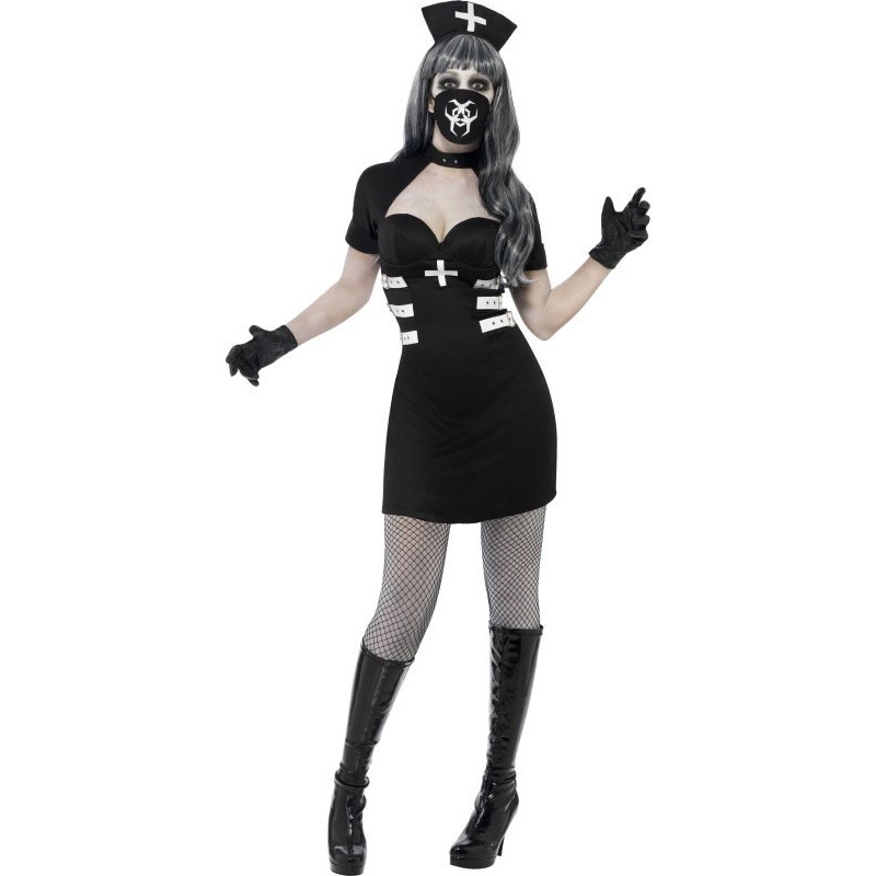Halloween horror black nurse costume S