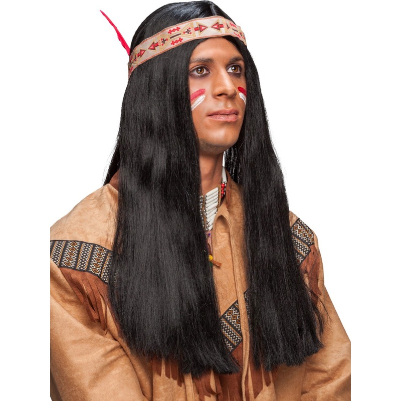 Long Indian wig with ribbon