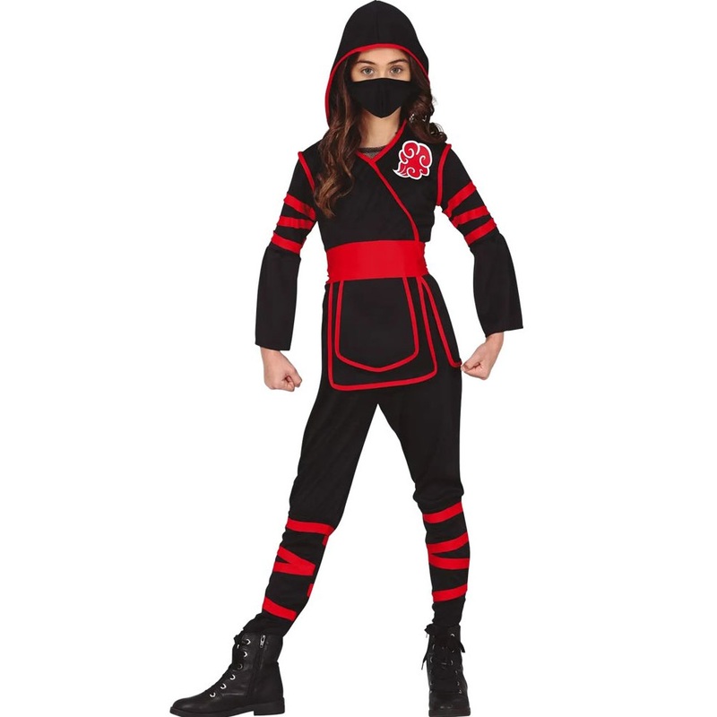 Ninja children's costume black and red