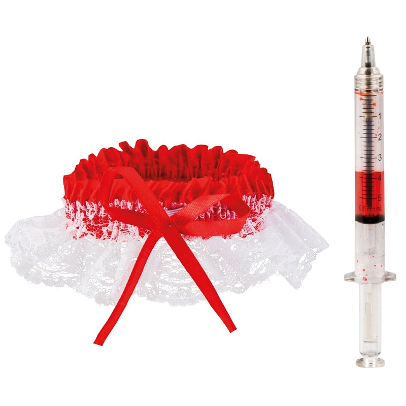 Nurse garter belt with syringe