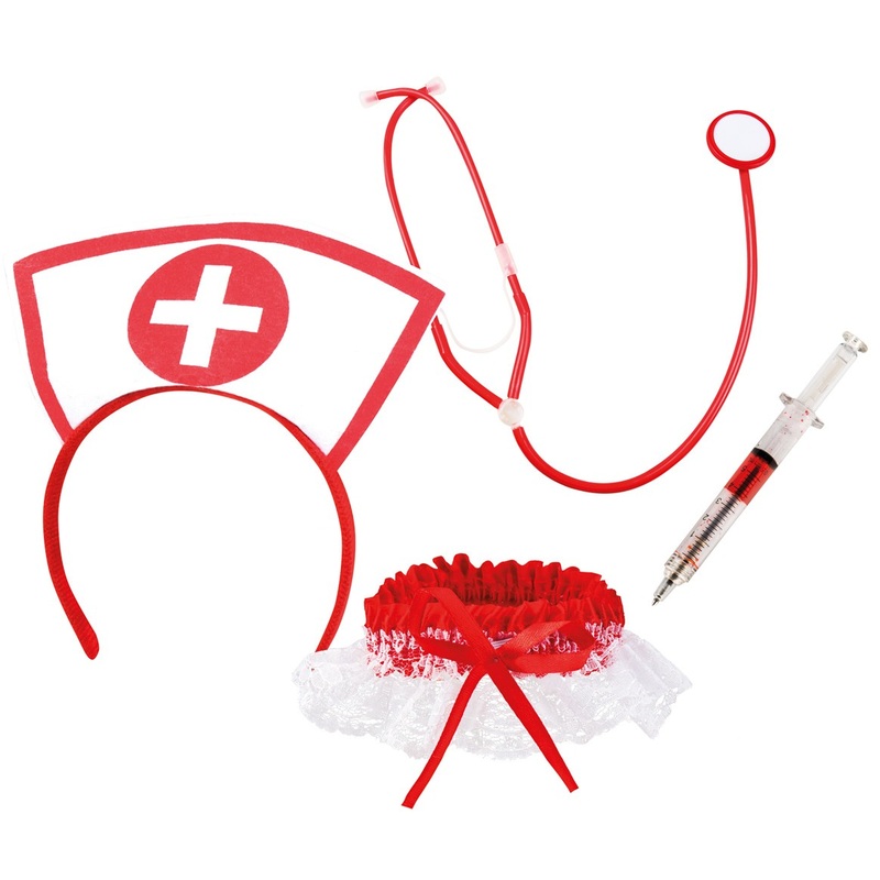 Nurse set 4 pieces white-red