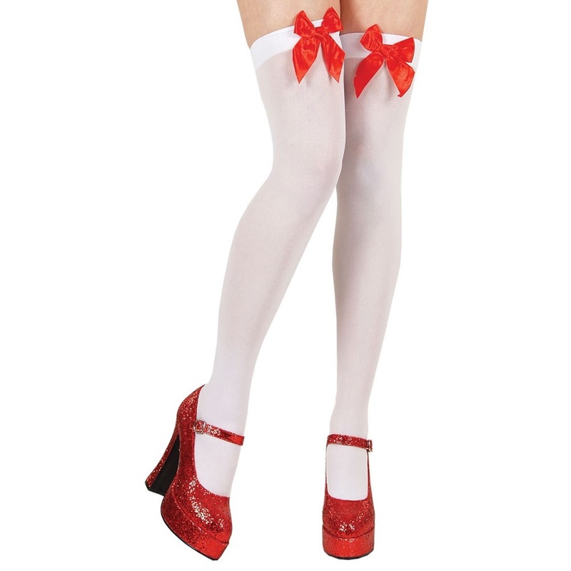White overknees with red bows