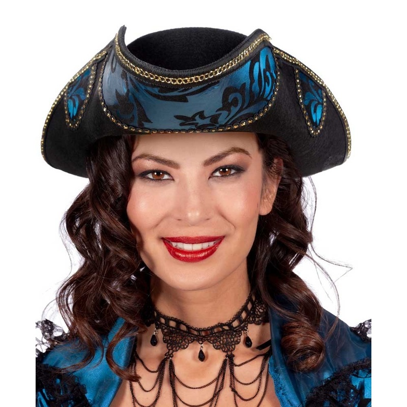 Blue baroque tricorn hat Aurelia