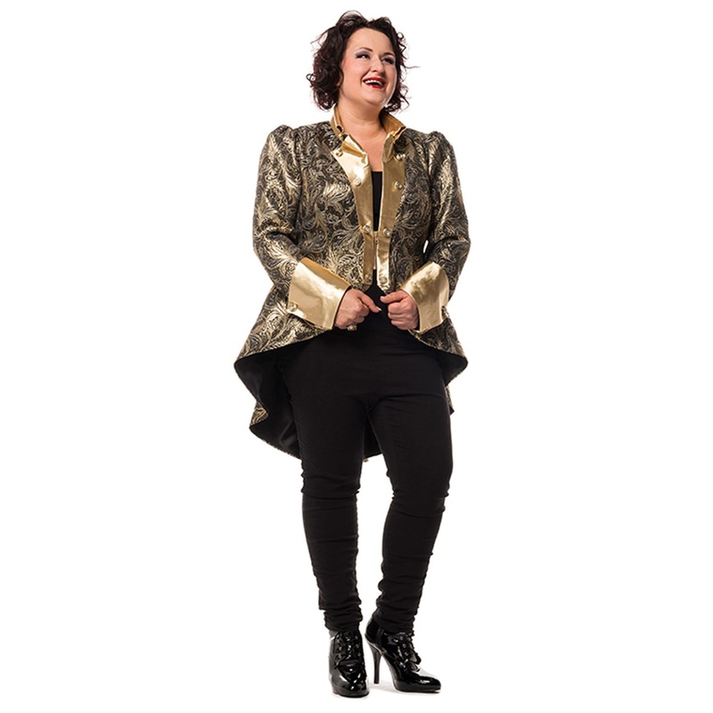 Golden brocade jacket premium for curvy women 48