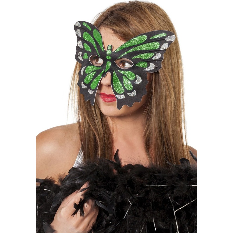 Green glitter butterfly mask