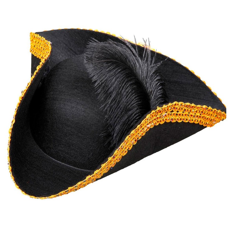 Noble tricorn hat with feather
