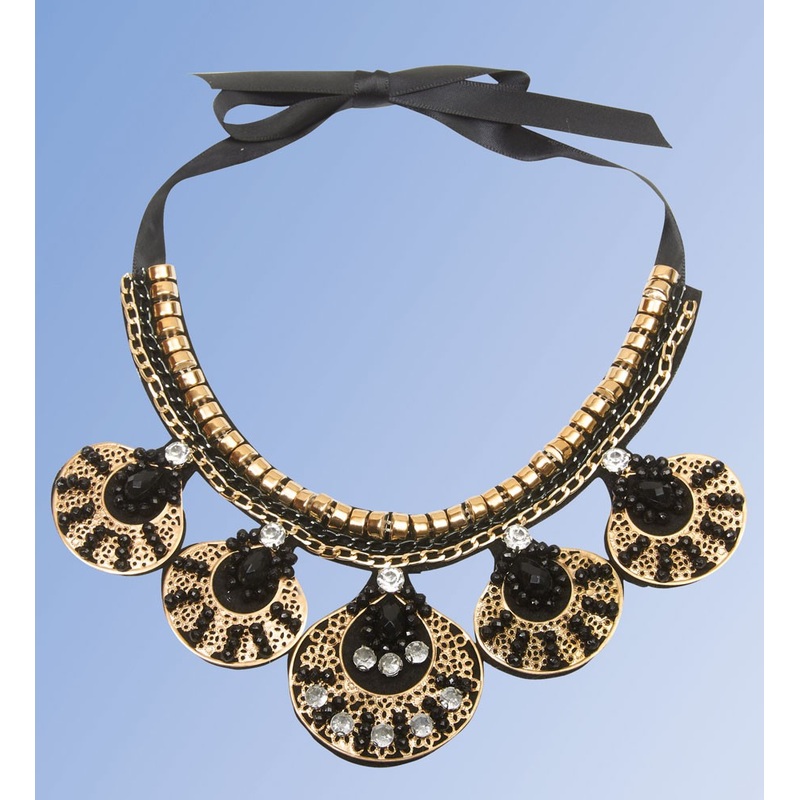 Oriental necklace chain gold-black