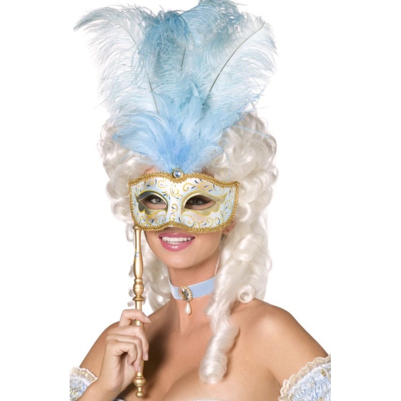 Pompous masked ball baroque eye mask gold-blue