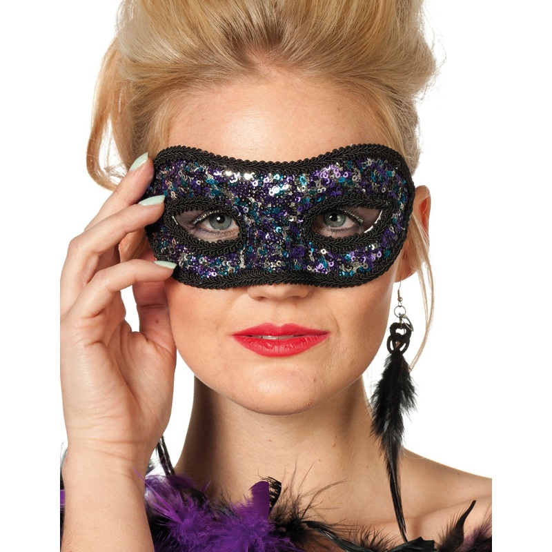 Riluca sequin eye mask in black-blue