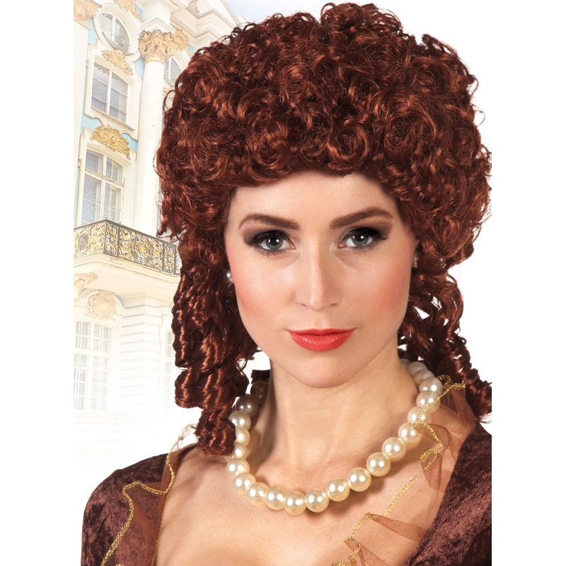 Rococo curly ladies wig brown-reddish