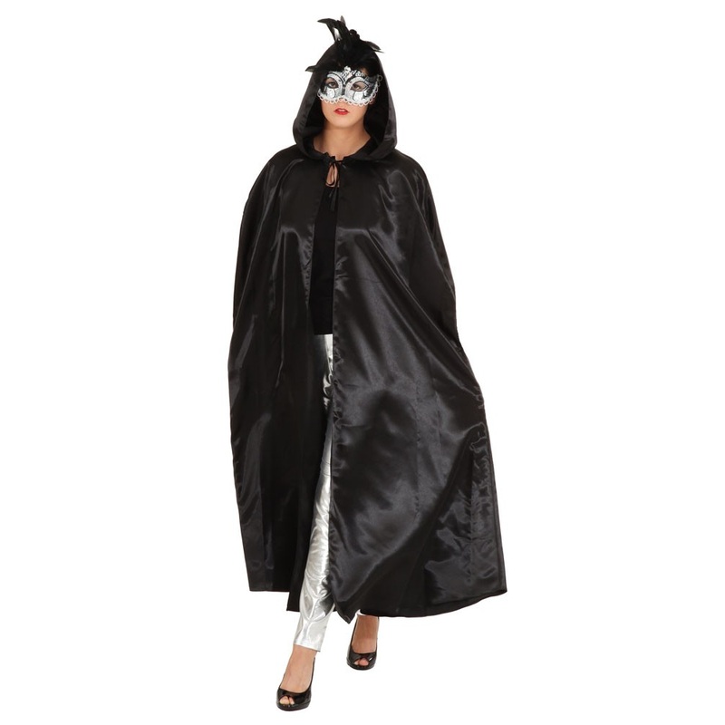 Satin cape in black