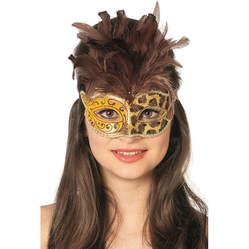 Stylish Venetian mask yellow cat design
