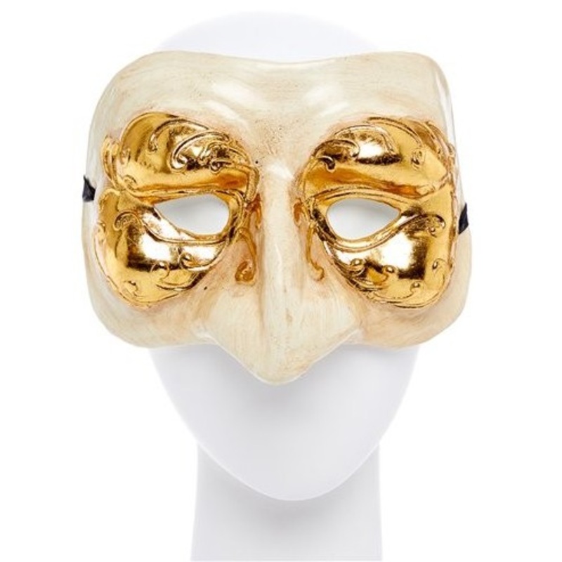 Venetian half mask white-gold