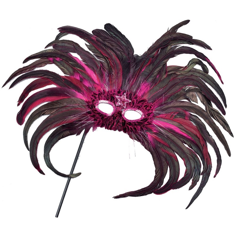Venetian stick mask black pink