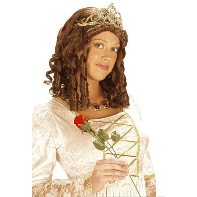 Baroque medieval wig with diadem