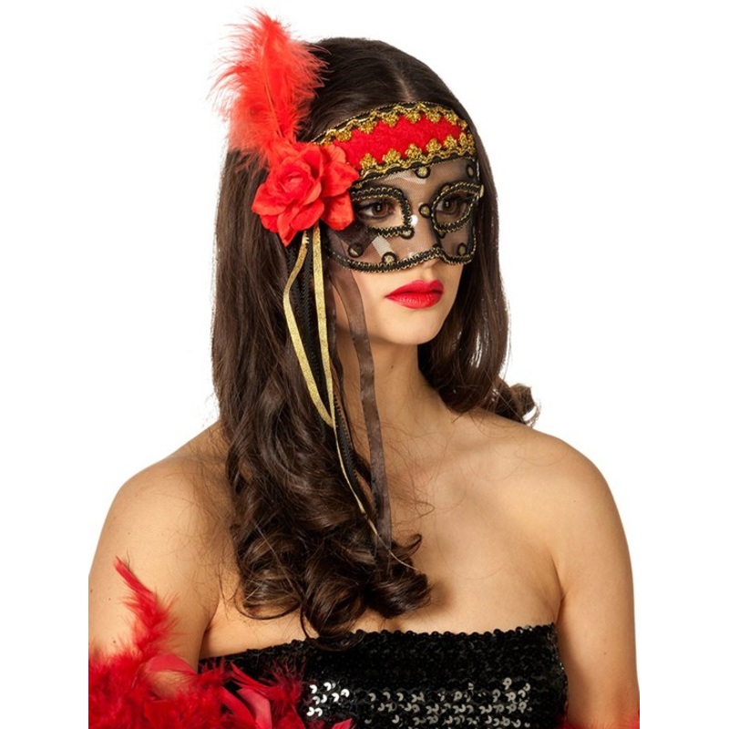 Elegant eye mask Leana with feather