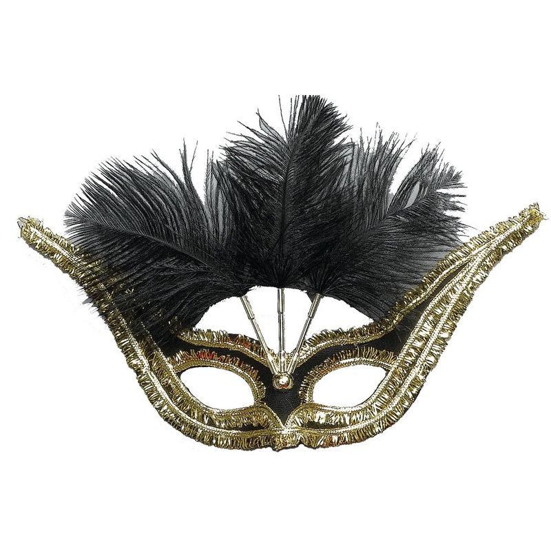 Gnomo gold eye mask with feathers