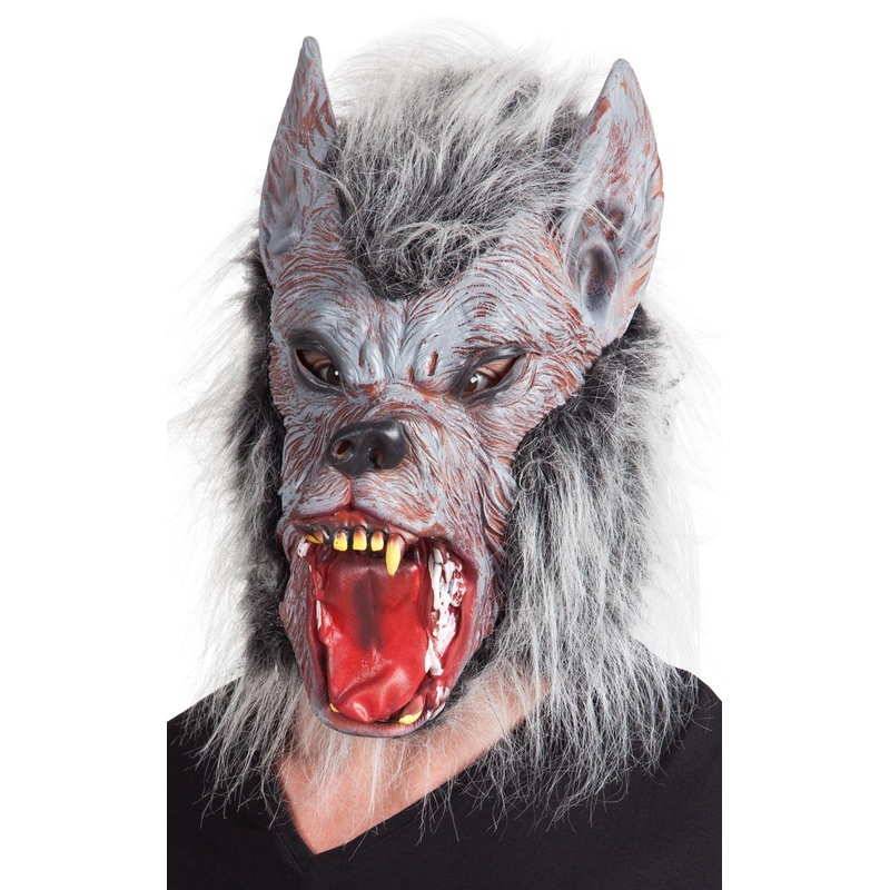 Horror werewolf mask with fur