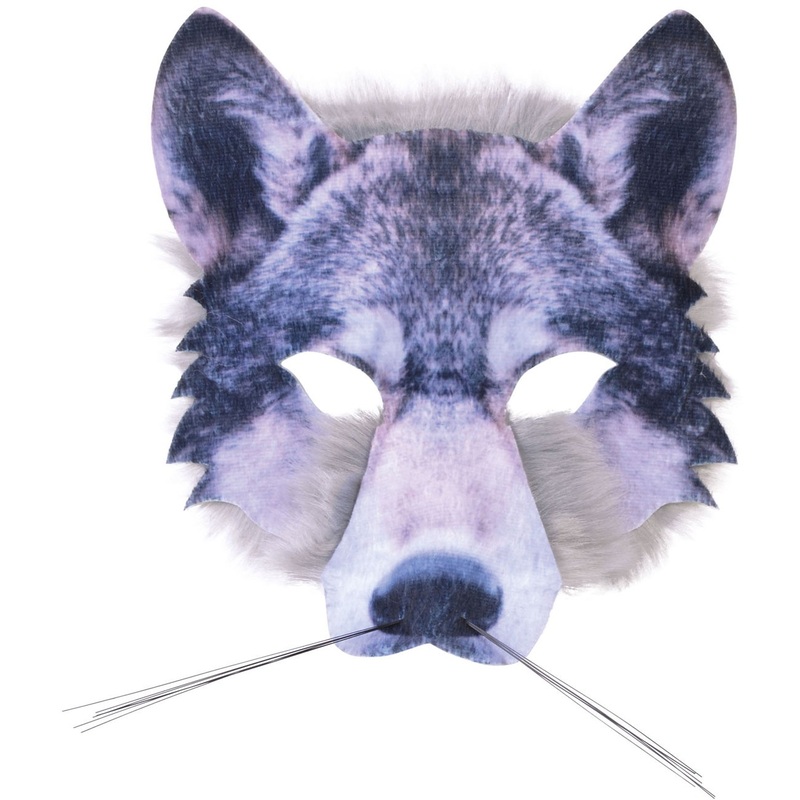 Photorealistic wolf head mask