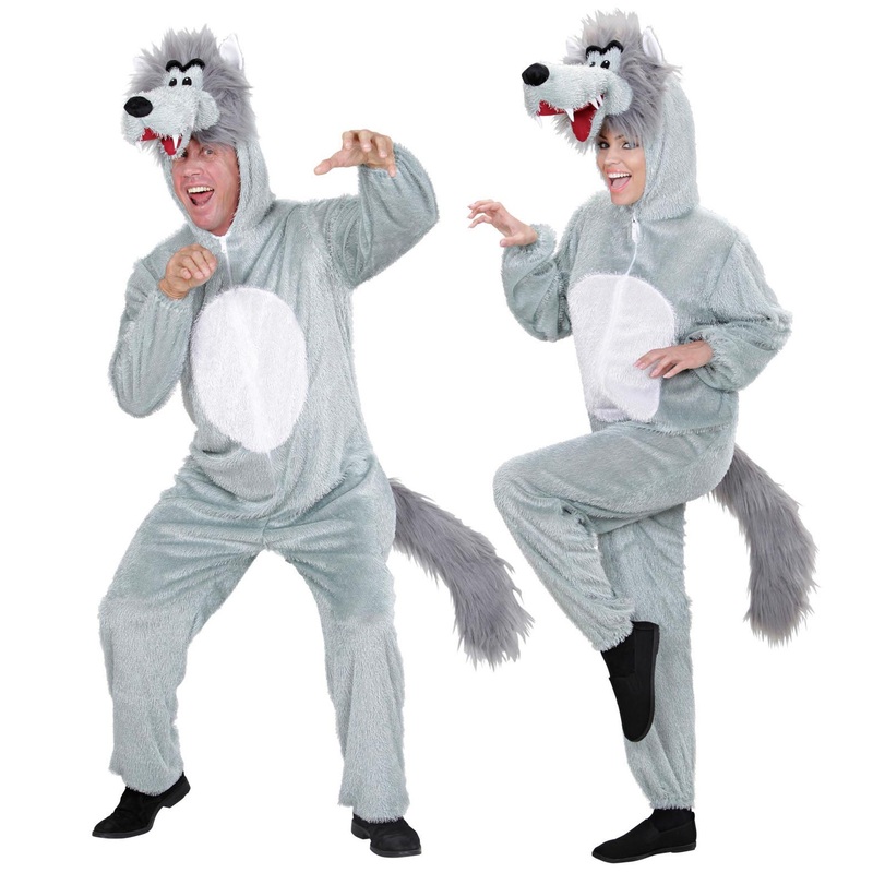 Plush wolf costume overll