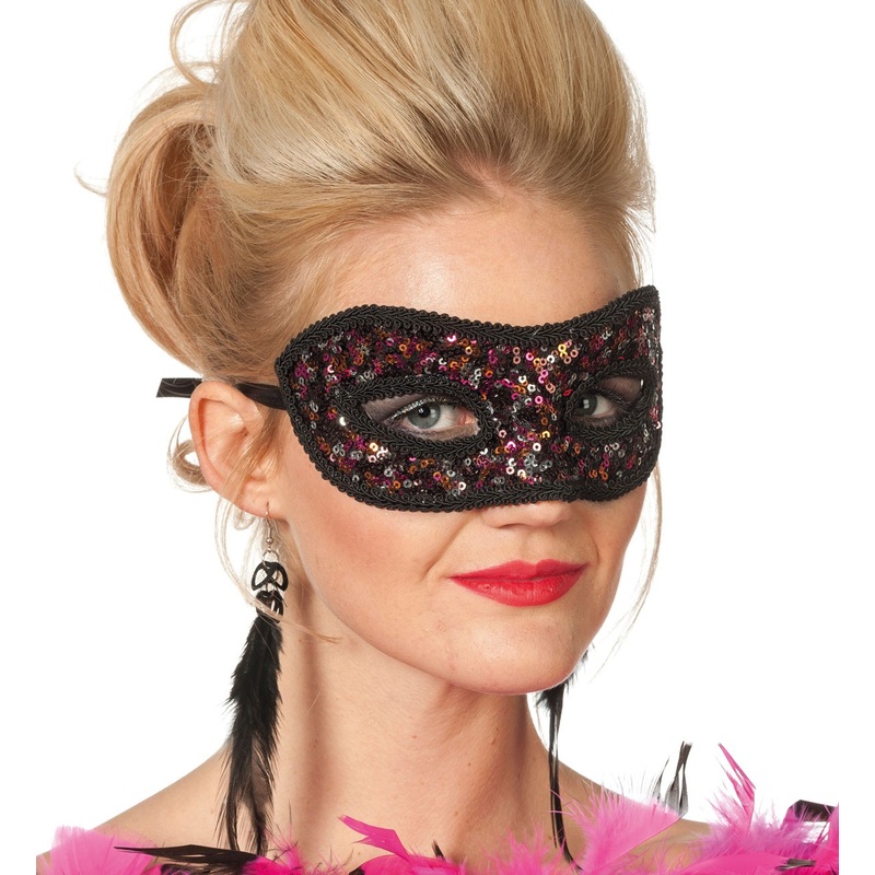 Sequin mask black-pink