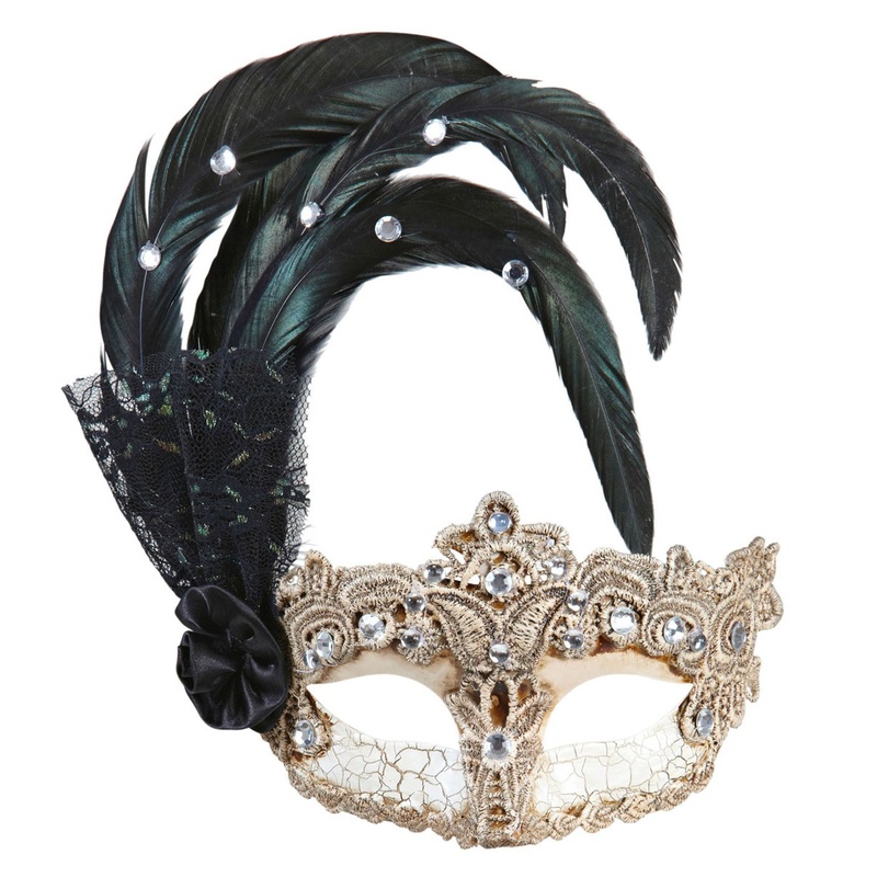 Shimmering feather rhinestone eye mask