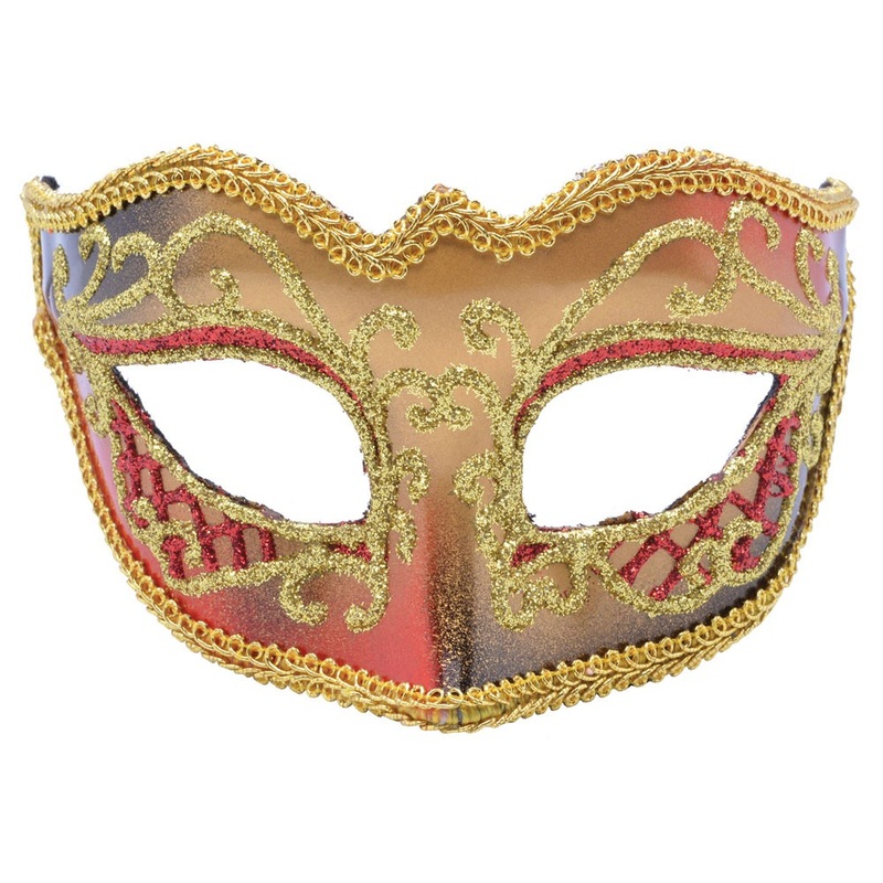 Venetian eye mask gold red
