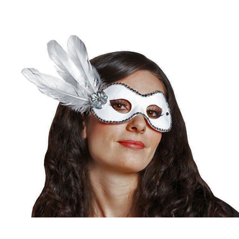 White domino feather mask