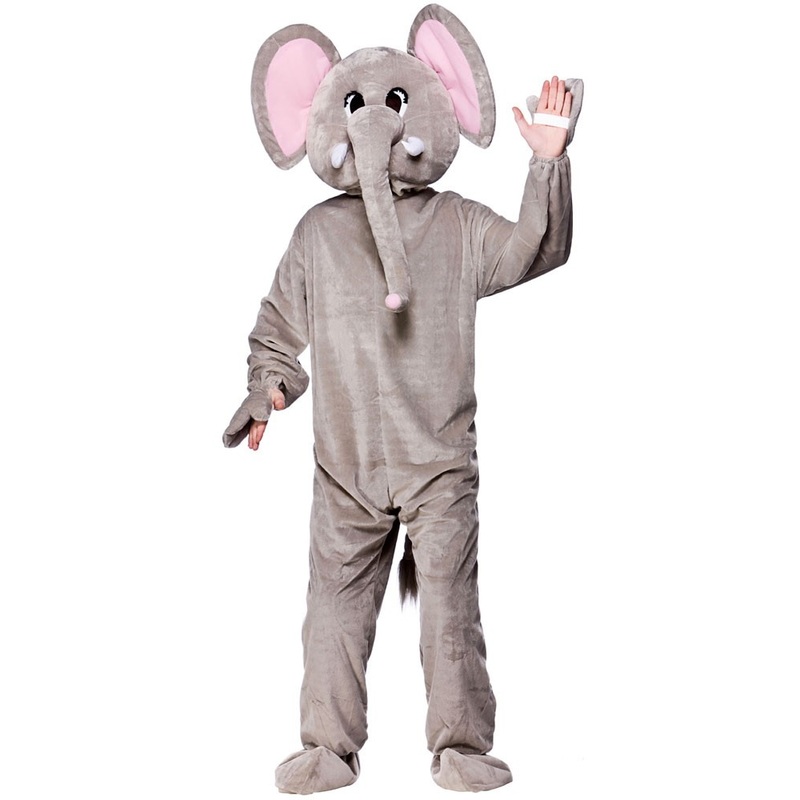 Gray elephant mascot costume