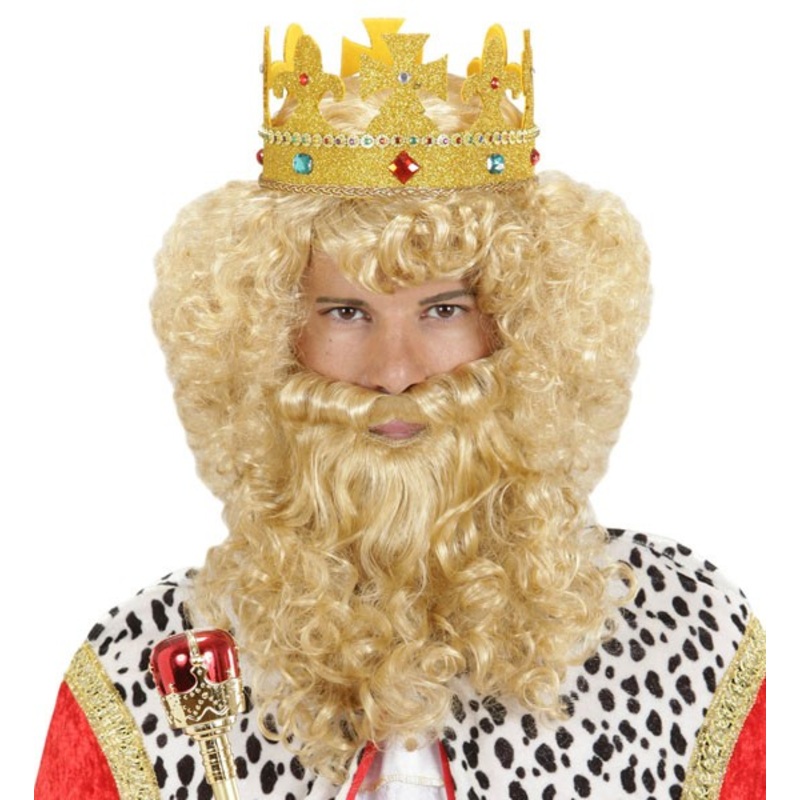 Imposing royal wig with full beard