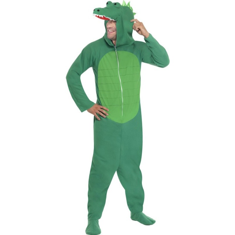 Jumpsuit crocodile costume with hood unisex green M