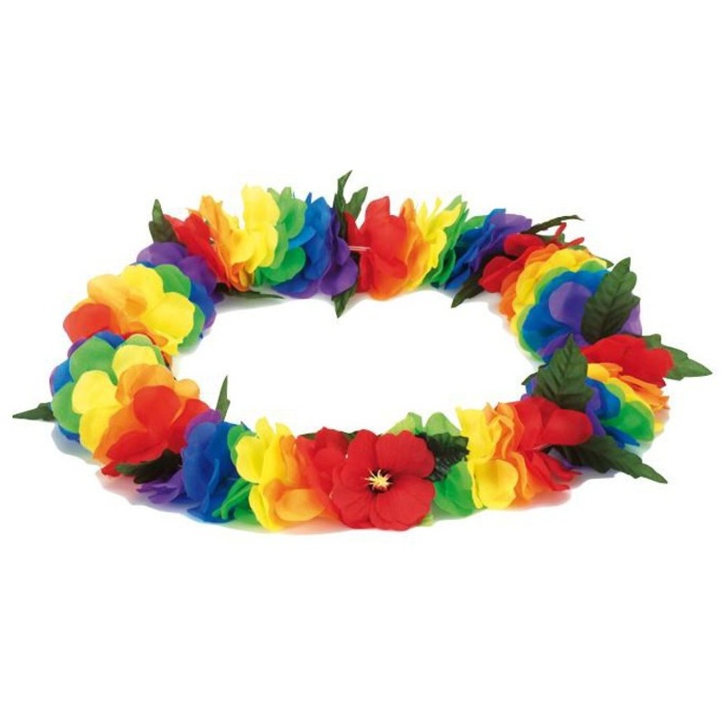 Rainbow colorful Hawaiian necklace