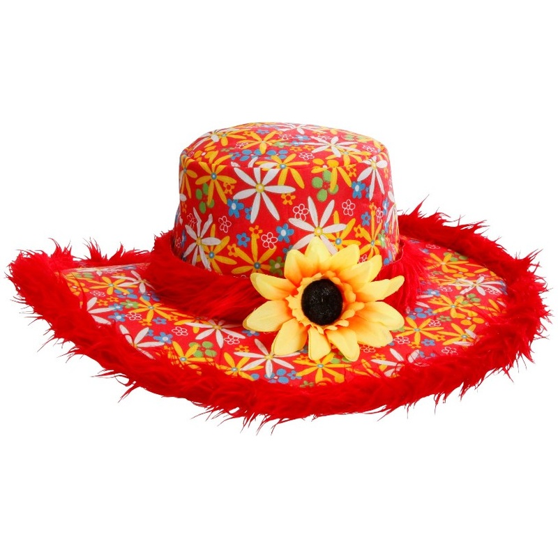 Red gitty flowers hat