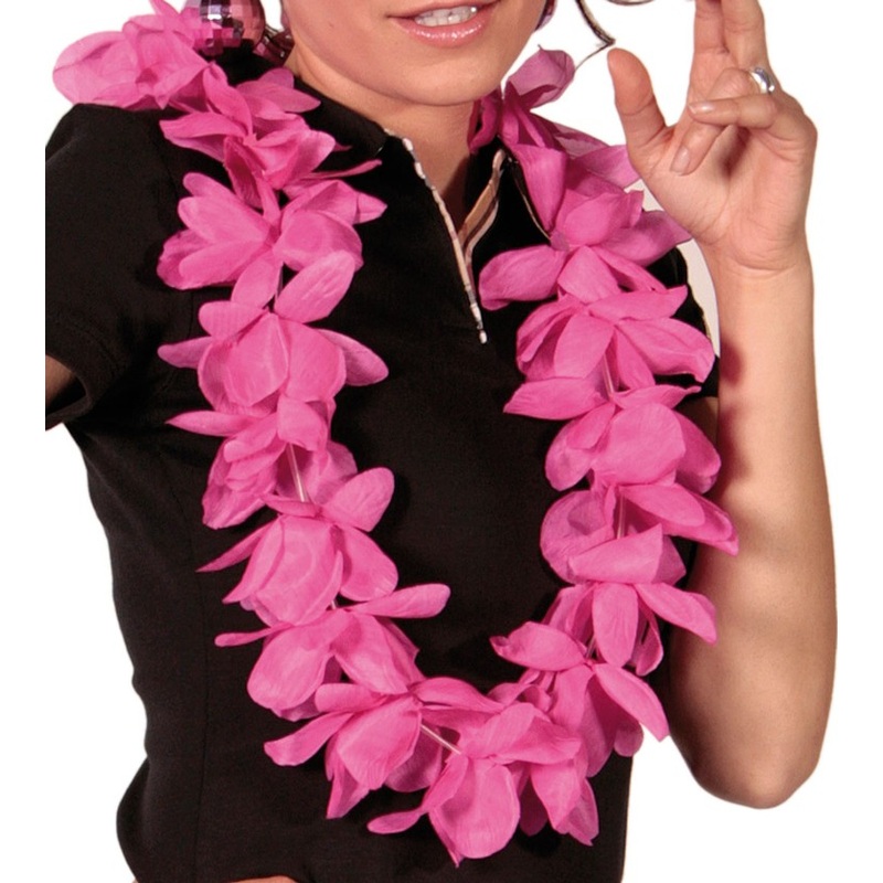 Pink flowers Hawaiian necklace