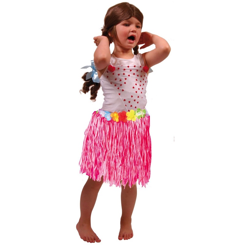 Pink Hawaii raffia skirt 30cm