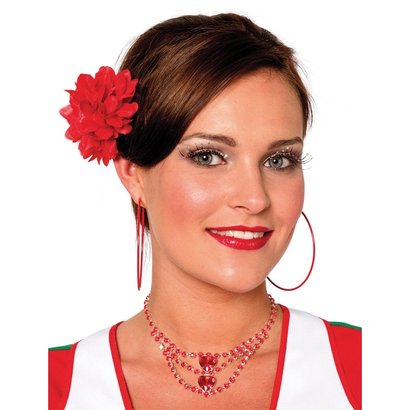 Red hair clip flower