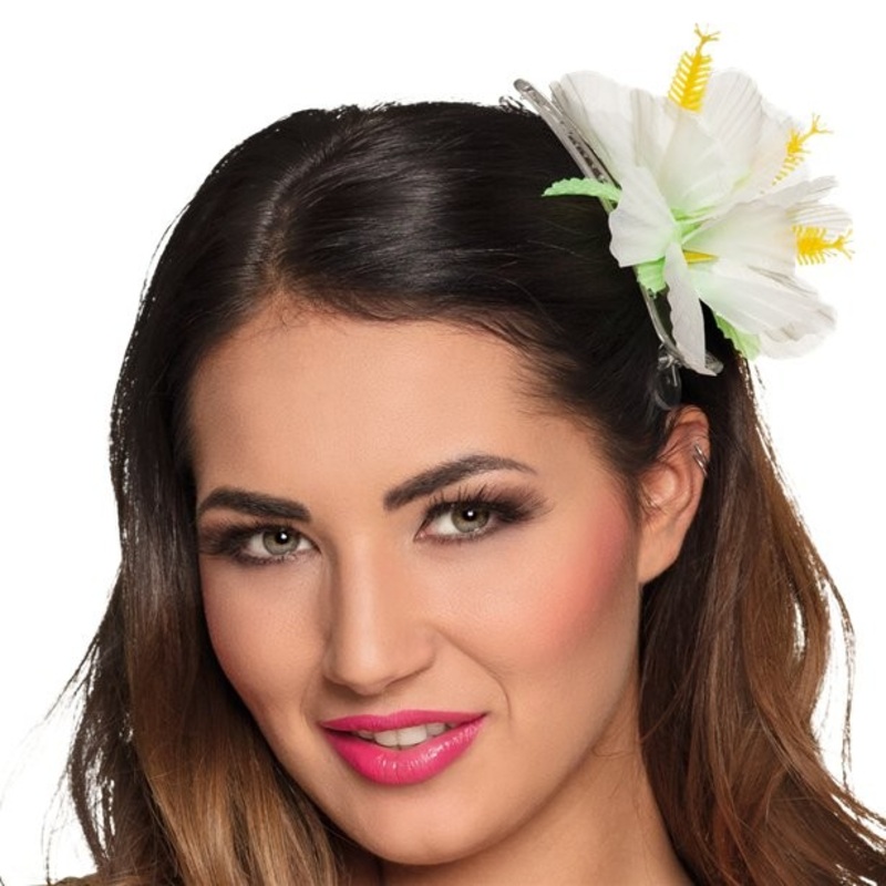 White hibiscus hair clip 12cm