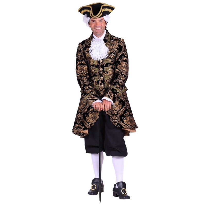Black and gold rococo guard coat for men S