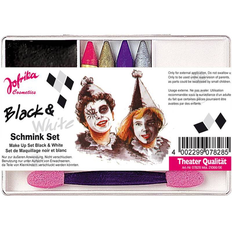 Clown make-up package Black & White