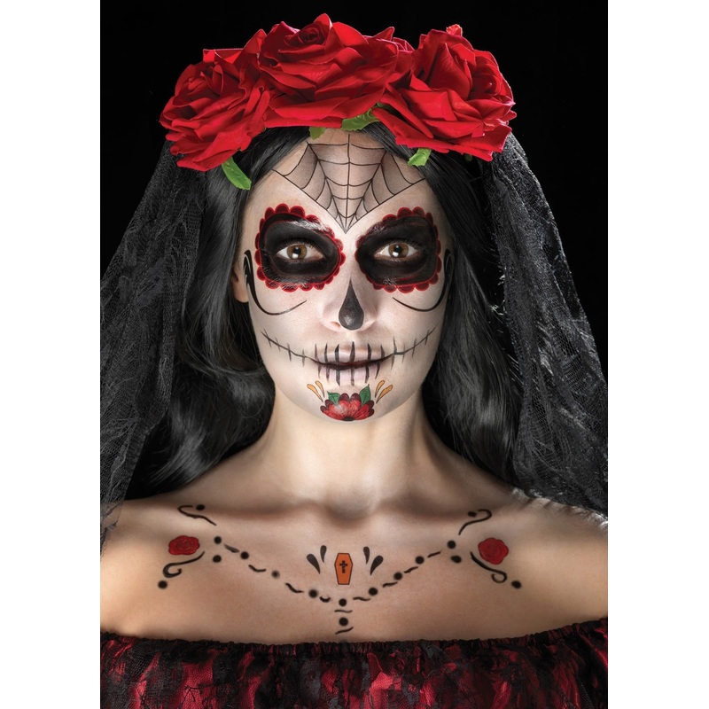 Day of the dead adhesive tattoo set