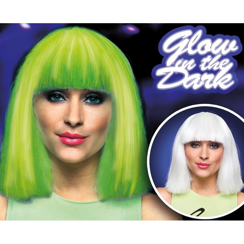 Dora bob wig with green glow effect