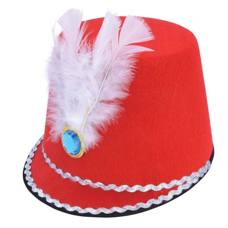 Guard hat with gemstone and feathers