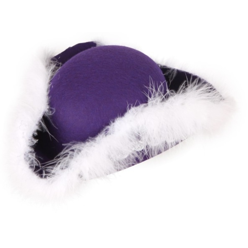 Purple tricorn feather hat for women