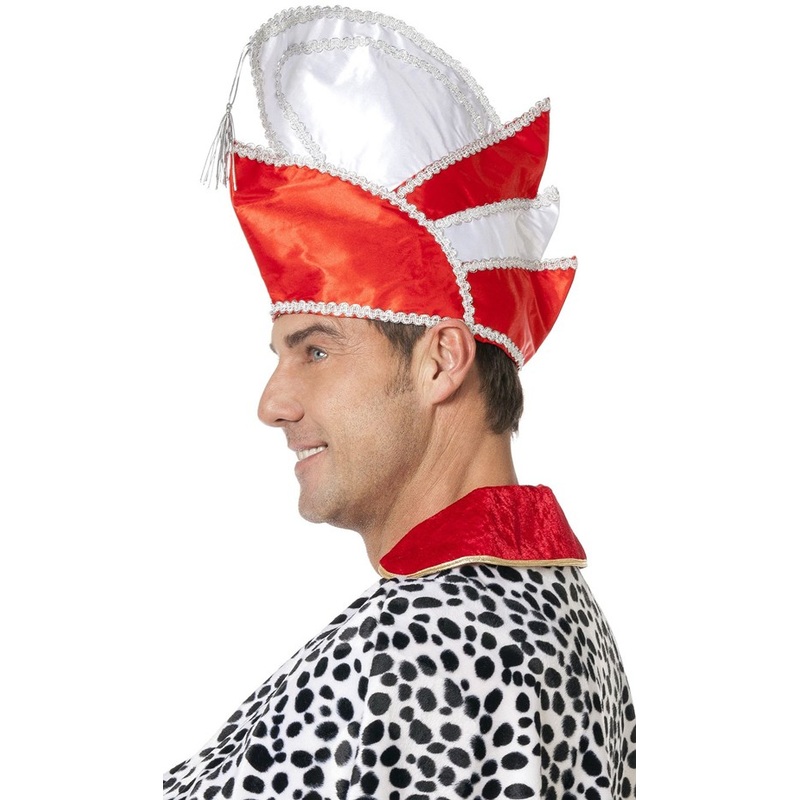 Red and white carnival prince hat